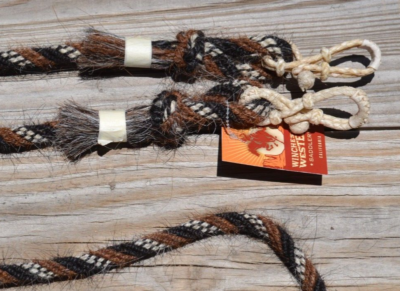 Jose Ortiz 1/2" Mane Hair Roping/Loop Reins - Black, Chestnut, Black & White