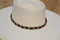 1/2" Hand Braided Horsehair Hatband with Leather and Buckle - Brown/White