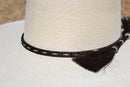 1/2" Hand Braided 5 Strand Horsehair Hatband Double Tassels - Black & White
