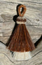 2 1/4" Two Bell Mule Tail Cut Horsehair Single Tassels. Chestnut/White