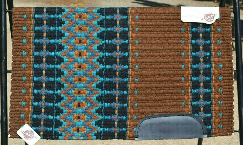 Mayatex Custom Show Saddle Blanket Pad 40"x 34"- Brown/Turquoise/Rust/Gold