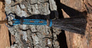 Close Up View Awesome 3/8" wide, 3 Strand Braided Horsehair Key Chain. Full length is 7" including the key ring.    Turquoise/Black/Sorrel/Turquoise