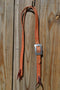 Jose Ortiz 1" One/Single Split Ear Headstall.  Constructed of single-ply natural harness leather with red leather buckstitched by hand. 