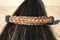 Close Up View Awesome 5/8" wide x 4" long, French Braided Natural Horsehair Barrette. Chestnut/Black/Chestnut