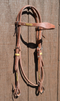 Jose Ortiz Heavy Oil Harness Shape Browband Headstall Natural Laced Rawhide