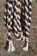 1/2" Braided Mohair Mecate Reins - 4 Strand x 24' -  Black/Brown/Natural