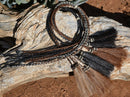 Close Up View Various Colors Western Style 1/4" wide and 24" long, braided horse hair eye glass holder (gator/leash) with tassels. 
