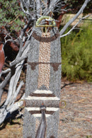 100% Mohair Vaquero Style Mane Hair Girth/Cinch w/Shu-Fly - Grey/Chestnut- 32"