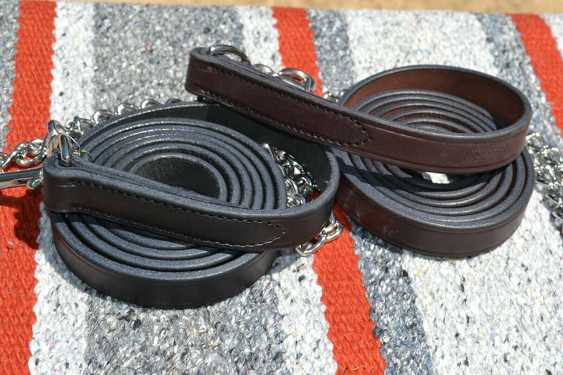 Black or Brown Leather Available. Western Black Show Lead Shank with Stainless Steel Chain