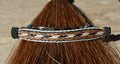 Close Up View Awesome 1/2" wide x 4" long, 3 Strand Braided Natural Horsehair Barrette.  White/Chestnut/Black/White