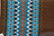 Close Up View Mayatex Custom Show Saddle Blanket Pad 40"x 34"- Chocolate Brown/Turquoise/Blue