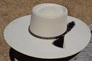 3/8" Hand Braided 3 Strand Horsehair Hatband Double Tassels - White/Wine/Black