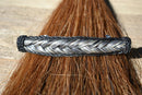 Close Up View Awesome 5/8" wide x 4" long, French Braided Natural Horsehair Barrette. Black/Grey