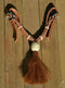 Jose Ortiz handmade 1/2" harness leather curb strap with tightly braided natural rawhide knot and chestnut mane horsehair tassel.  9" in length and attaches with stainless steel buckle bit attachments. 