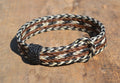 Awesome 5/8" wide, 5 Strand Braided Horsehair Bracelet with sliding knot.  The unique sliding knot design can expand up to 10".  Unisex.  Very durable and makes a great gift for any horse lover. Black/White/Sorrel/Black/White