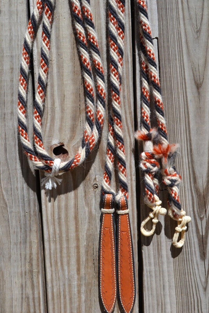 Jose Ortiz 1/2" Mohair Split Reins - 6 Strand - Natural, Rusty Brown, Soft Black