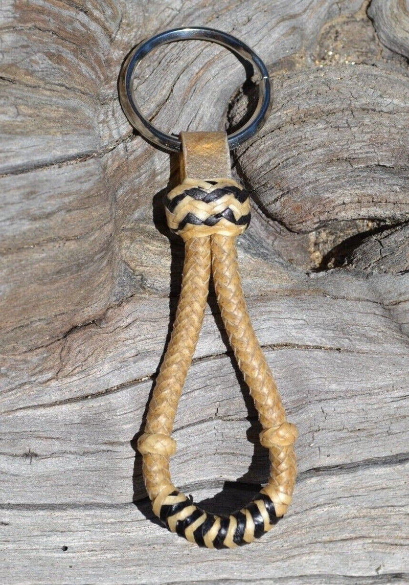 Beautiful Braided Leather & Rawhide Mini Bosal Key Ring Chain *** Great Gift ***