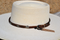 1/2" Hand Braided Brown Horsehair Hatband, Leather/Buckle - Blue/White/Red Beads