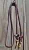 1/2" Alpaca Roping/Loop Reins w/Rawhide Connectors -Rose Pink/White/Black- 9 ft