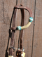 Jose Ortiz Heavy Oil Harness One Single Ear Headstall Natural/Turquoise Rawhide