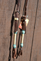 Jose Ortiz Heavy Oil Harness One Single Ear Headstall Natural/Turquoise Rawhide