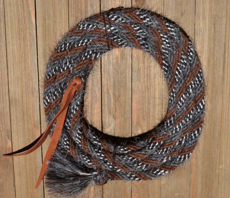 Jose Ortiz 1/2" Mane Mecate Reins - 6 Str x 22' - Grey/Chestnut/Black & White