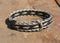 Close Up View Awesome 5/8" wide, 5 Strand Braided Horsehair Bracelet with sliding knot. White/Black/White