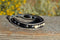 Close Up View Awesome 3/8" wide, 3 Strand Braided Horsehair Bracelet with a lobster claw clasp and various colored and patterned bone beads. White/Black/White