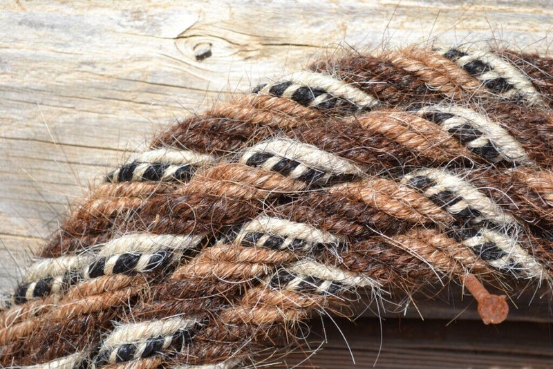 Jose Ortiz 1/2" Mane Mecate Reins - 6 Str x 22' - Sorrel/Chestnut/White/BW