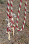 Jose Ortiz 5/8" Mohair Roping/Loop Reins - 6 Str - Lt Red/Natural/Brown & White
