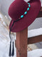 "Rose" Hatband  - Turquoise Color Stones & Magenta Pearls - Leather/Horsehair