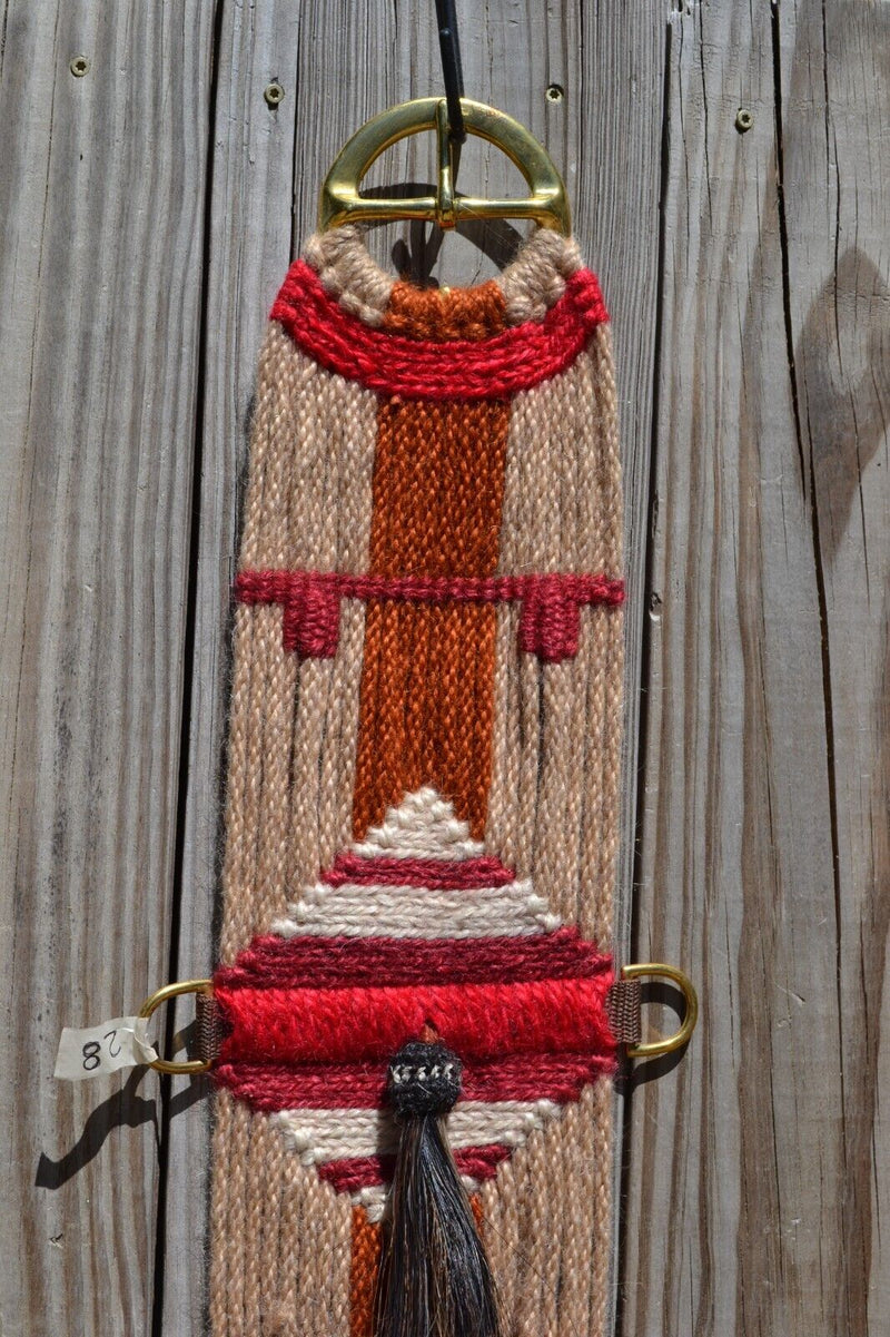 100% Mohair Vaquero Style Girth/Cinch w/Shu-Fly -Tan, Rusty Brown, Red, Dk Red