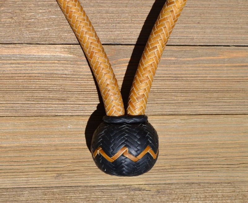 1/2" Golden Natural Rawhide Bosal Black/Tan Leather Nose & Round Knot - 16 P