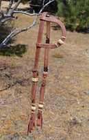 Jose Ortiz Harness Leather One Single Ear Headstall with Natural Rawhide