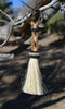 Close Up View 3/8" wide, 3 Strand Braided Horsehair Key Chain. This shorter style is 5 1/2" including the key ring.    Sorrel/Black/White