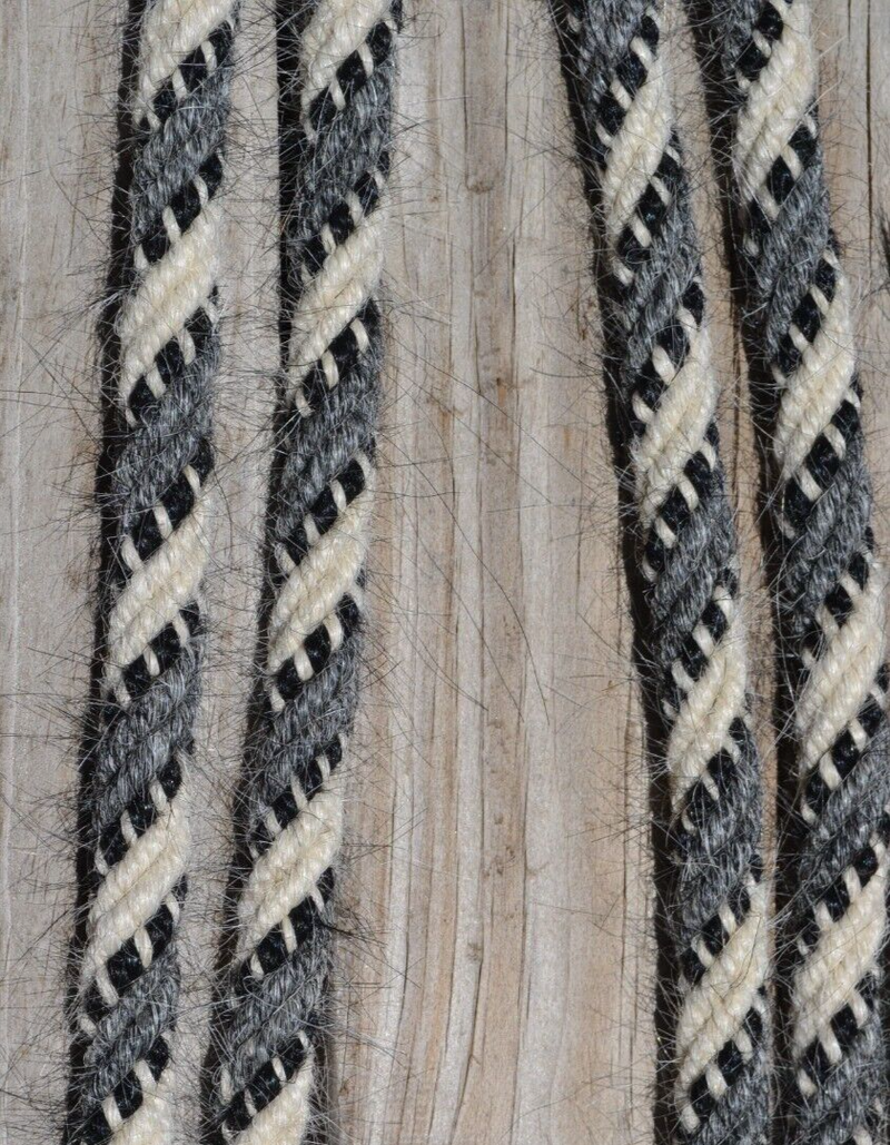 Jose Ortiz 5/8" Angora Mohair Split Reins - 6 Str - Dark Grey, Black & White