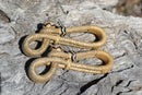 Hand Braided Dark Natural Rawhide Bit / Rein Connectors.  Made from deluxe 20 plait natural rawhide with sliding knot and loop attachment