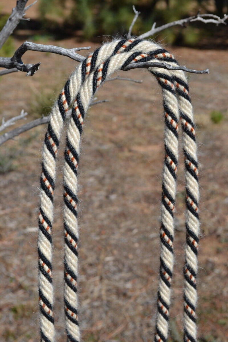 Jose Ortiz 1/2" Mohair Roping/Loop Reins - Natural, Black, Natural & Rust
