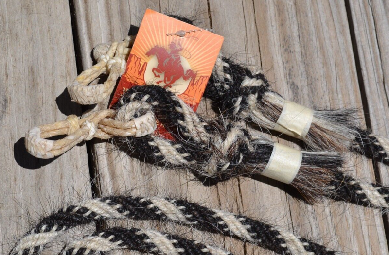 Jose Ortiz 1/2" Mane Hair Roping/Loop Reins - Black & White