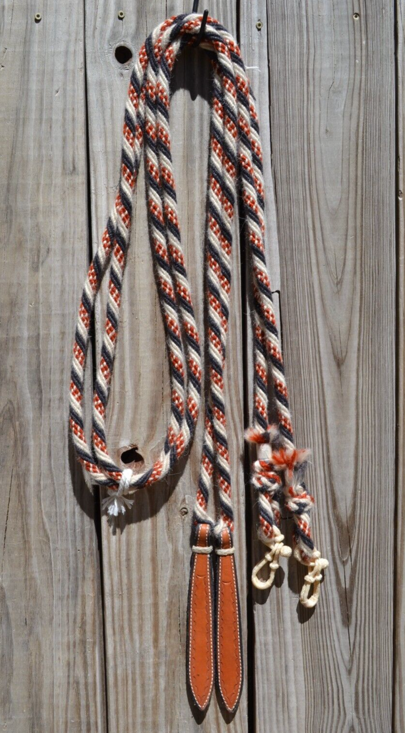 Jose Ortiz 1/2" Mohair Split Reins - 6 Strand - Natural, Rusty Brown, Soft Black