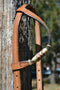 Close Up View Detail 5/8" One Single Ear Headstall with Hand Braided Natural Rawhide with Red Details. 