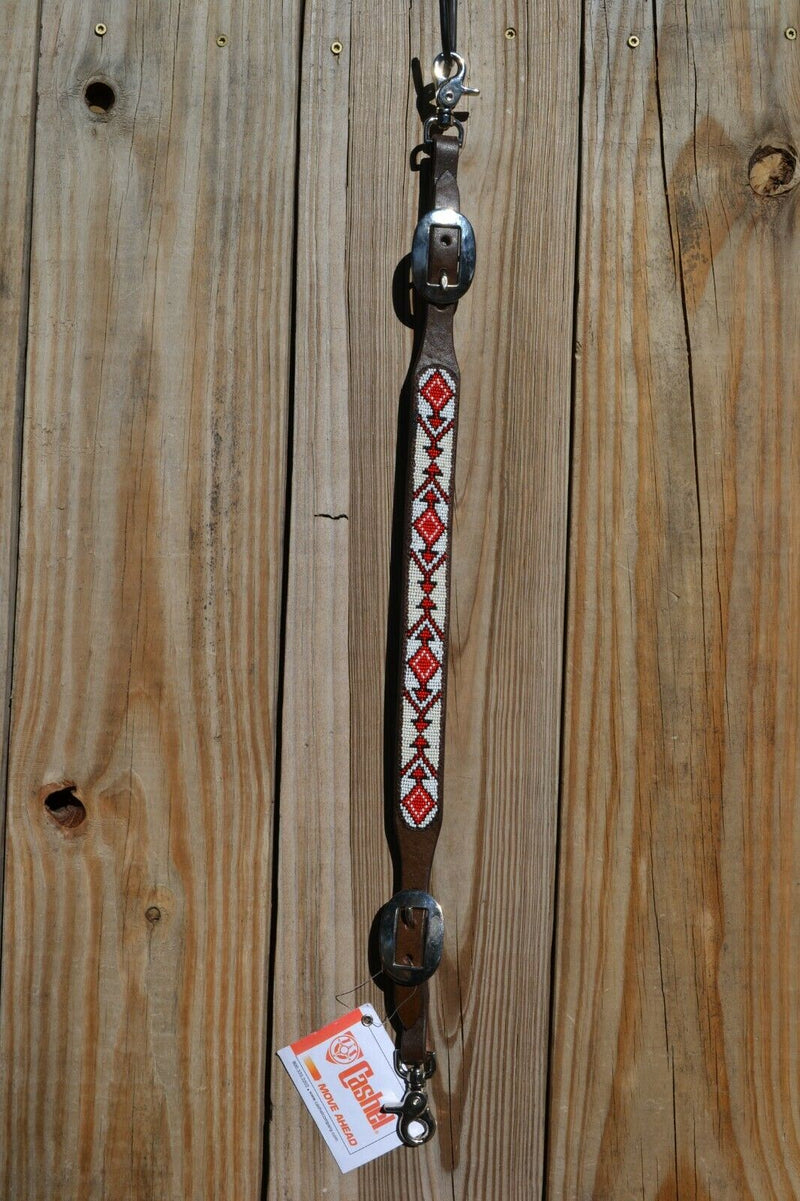 Cashel Breast Collar Wither Strap Beaded Arrow - White / Red / Black