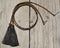 Close Up View natural horse hair stampede string with cotter pin attachments. Black/Chestnut/Black