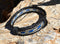 Close Up View Awesome 5/8" wide, 5 Strand Braided Horsehair Bracelet with sliding knot. Black/Blue/White