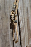Jose Ortiz 12 plait Braided Natural Rawhide Romel Reins w/Black - Oklahoma - 52"