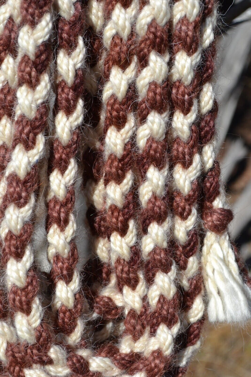 1/2" Braided Mohair Mecate Reins - 4 Strand x 24' -  Brown/Natural
