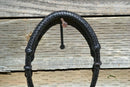 1/4" Hand Braided Solid Black Calf Leather Pencil Bosal - 8 Plait