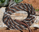 Jose Ortiz 3/8" Mane Hair Mecate Reins 22' - Chestnut/Black/White & Black