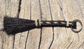 Close Up View Awesome 3/8" wide, 3 Strand Braided Horsehair Key Chain. Full length is 7" including the key ring. Black/White