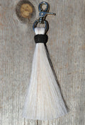 Close Up View 6" - shu-fly tassels. Handmade from 100% natural mane horsehair in natural horsehair colors.     White